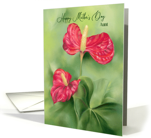 For Aunt on Mothers Day Red Anthurium Flowers Custom card (1903688)