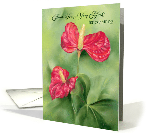 Thank You for Anything Red Anthurium Flowers Custom card (1903752)
