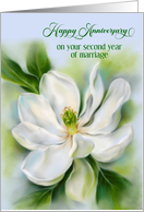 Custom Year 2nd Wedding Anniversary Sweetbay Magnolia White Flower card