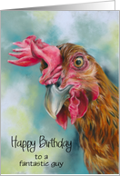 For Him Happy Birthday Funny Red Chicken Custom card