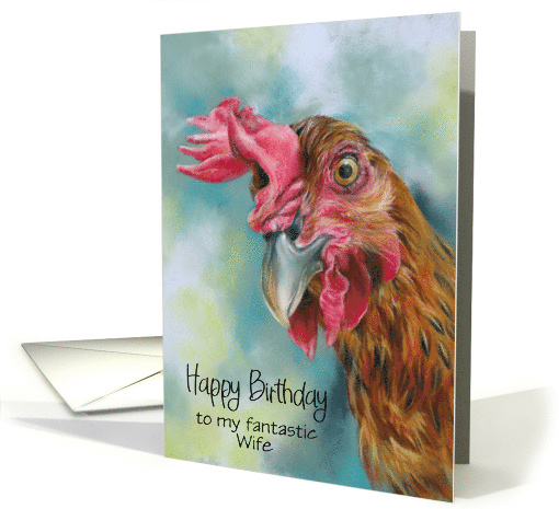 For Wife Happy Birthday Funny Red Chicken Custom card (1906960)