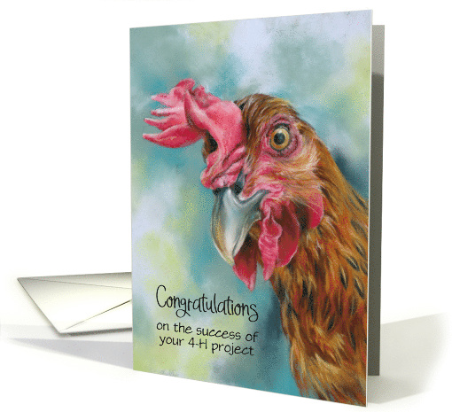 Congratulations on 4H Project Red Chicken Art Custom card (1907158)