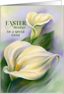 For Friend Easter Blessings Yellow Calla Flowers Custom card
