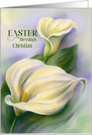 For Personalized Name Easter Blessings Yellow Calla Flowers C card