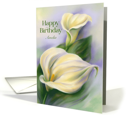 For Personalized Name Birthday Yellow Calla Flowers A card (1910042)
