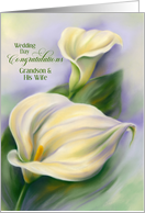 Grandson and Wife Marriage Congratulations Yellow Callas Custom card