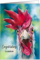 Custom Graduation Congratulations for Grandson Whimsical White Chicken card