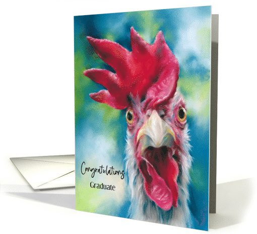 Custom Graduation Congratulations Whimsical White Chicken card