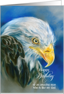 For Like a Father to Me Birthday Bald Eagle on Blue Custom card