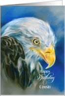 For Cousin Birthday Bald Eagle on Blue Custom card