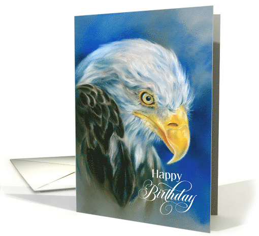 Happy Birthday Bald Eagle on Blue Pastel Art card (1913456)