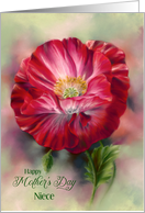 For Niece Mothers Day Red Poppy Flower Custom card