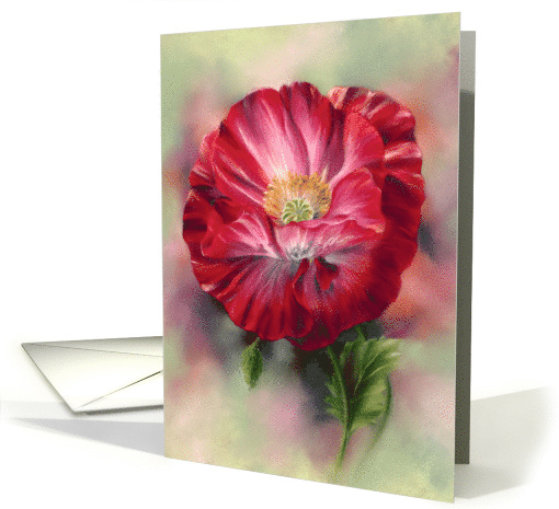 Any Occasion Red Poppy Flower Art Blank card (1916698)