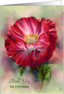 Thank You for Everything Red Poppy Flower Art Custom card