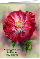 Hoping You Feel Better Friend Red Poppy Flower Custom card