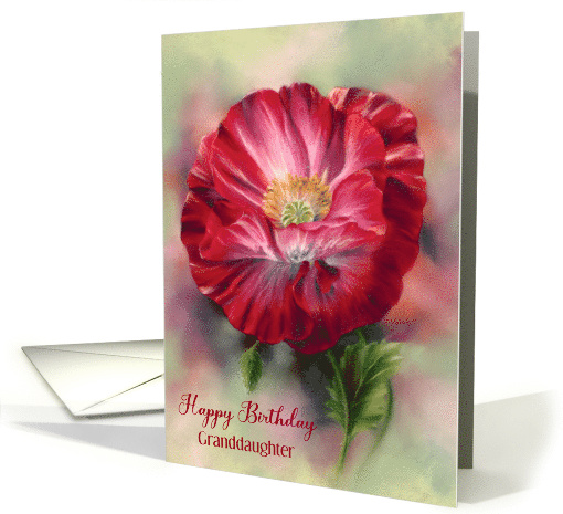 For Granddaughter Birthday Red Poppy Flower Custom card (1916850)