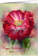 For Niece Birthday Red Poppy Flower Custom card