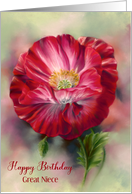 For Great Niece Birthday Red Poppy Flower Custom card