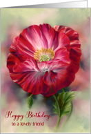 For Friend Birthday Red Poppy Flower Custom card