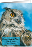 Personalized Name and Class Year Graduation Majestic Owl Art card