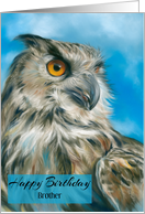 For Brother Birthday Majestic Owl Art Custom card