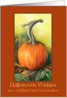 Great Granddaughter Halloween Wish Pumpkin and Autumn Leaves Custom card