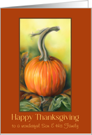 Son and Family Thanksgiving Pumpkin Autumn Leaves Custom card