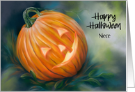 For Niece Halloween Pumpkin Head Custom card