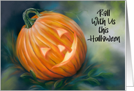 Halloween Party Invitation Pumpkin Head Art card