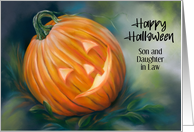 For Son and Daughter in Law Halloween Pumpkin Head Custom card