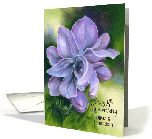 Personalized Names Eighth Wedding Anniversary Sweet Lilacs card