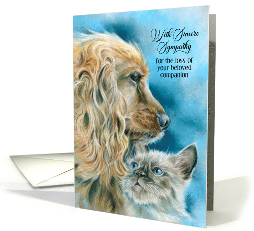 Sympathy for Loss of Pet Dog and Kitten Art Custom card (1930532)