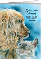 Sympathy for Loss of Pet Dog and Kitten Art Custom card