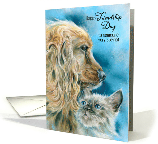 Happy Friendship Day Dog and Kitten Art Custom card (1930668)
