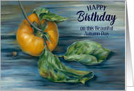 Fall Birthday Autumn Persimmon Fruit Custom card