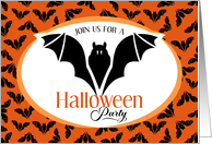 Halloween Party Invitation with Spooky Graphic Bats card