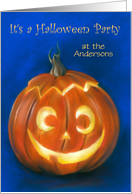 Halloween Party Invitation Goofy Grinning Pumpkin Face Custom card