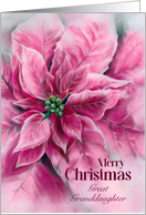 Great Granddaughter Soft Pink Christmas Poinsettia Custom card