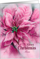 For Mom Soft Pink Christmas Poinsettia Custom card