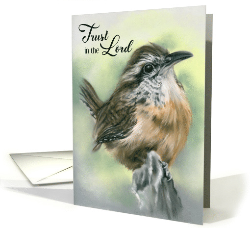 Christian Encouragement Perky Carolina Wren Bird card (1935484)