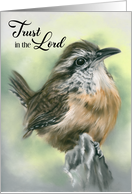 Christian Encouragement Perky Carolina Wren Bird card