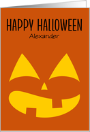 Personalized Name Halloween Modern Minimal Jack O Lantern A card