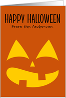 From Our Home Halloween Modern Minimal Jack O Lantern Custom Name card