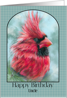 For Uncle Birthday Red Cardinal with Pine Custom card