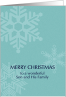 Son and Family Christmas Modern Minimalist Snowflakes Custom card