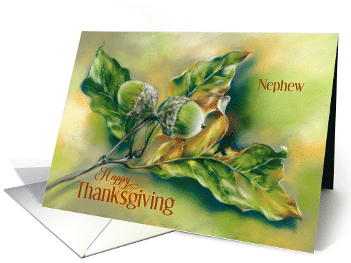 For Nephew Thanksgiving Autumn Acorns Gold Custom card (1937942)
