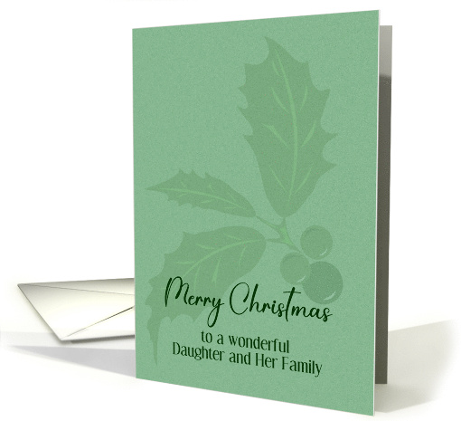 Daughter and Family Christmas Modern Minimalist Holly Custom card