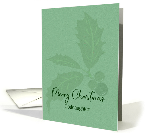 For Goddaughter Christmas Modern Minimalist Holly Custom card