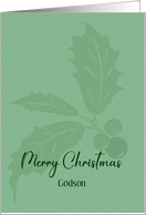 For Godson Christmas Modern Minimalist Holly Custom card