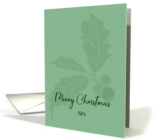 For Personalized Name Christmas Modern Minimalist Holly A card